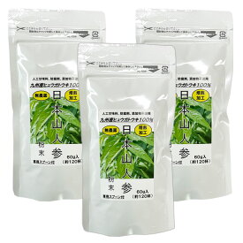 【P10倍】日本山人参粉末 60g 専用スプーン付 3個セット 国産ヒュウガトウキ乾燥粉末 健康食品茶 薬のイワイ