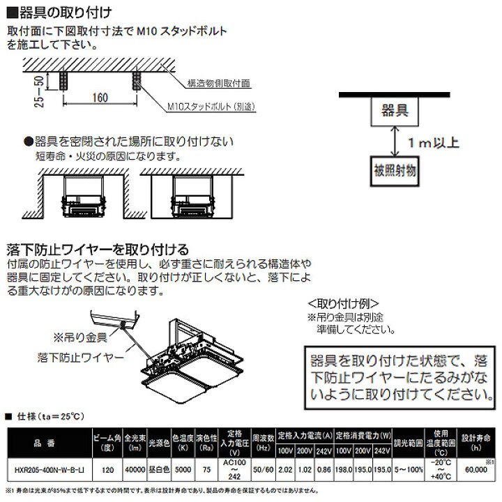 楽天市場】アイリスオーヤマ HXR205-400N-W-B-LI 高天井用LED照明 高 