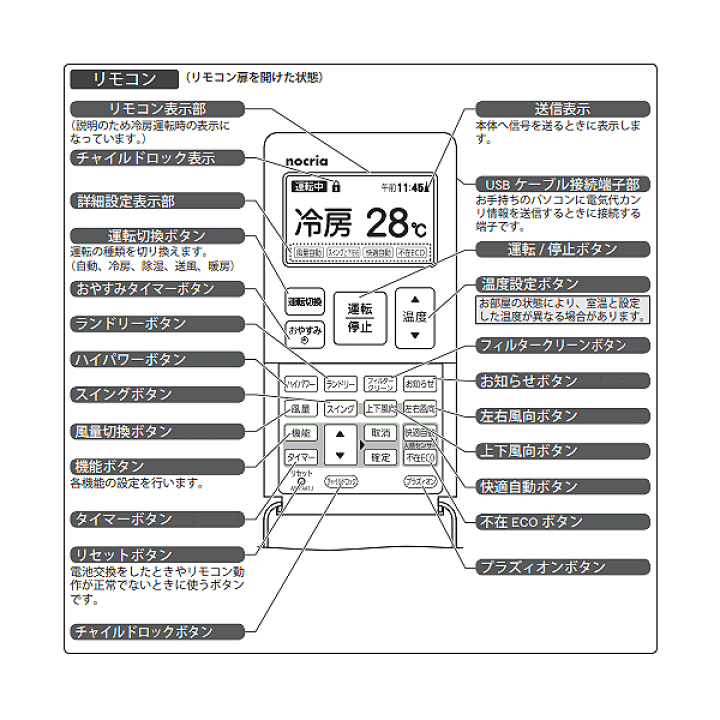 富士通ゼネラル エアコン ノクリア 純正リモコン AR-FAA1J 富士通ゼネラル エアコン用純正リモコン｜AR-FAA1J(9319067018