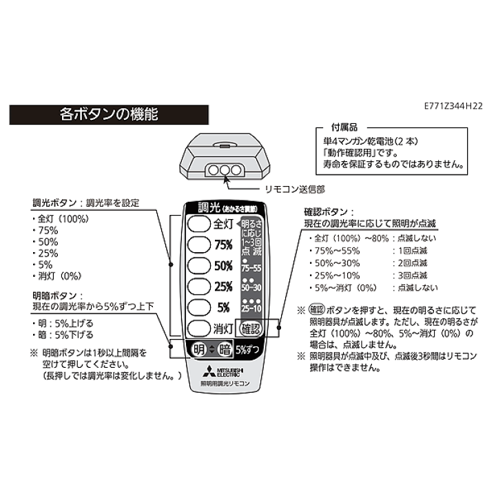 楽天市場】三菱 RZS02 照明用調光リモコン(赤外線調光ユニット用