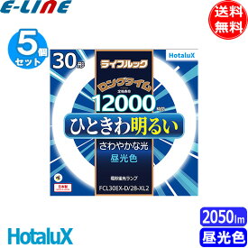 [5個セット]HotaluX ホタルクス FCL30EX-D/28-XL2 30形 ライフルック ロングタイム 寿命12000時間 ひときわ明るい 昼光色 日本製 「送料無料」