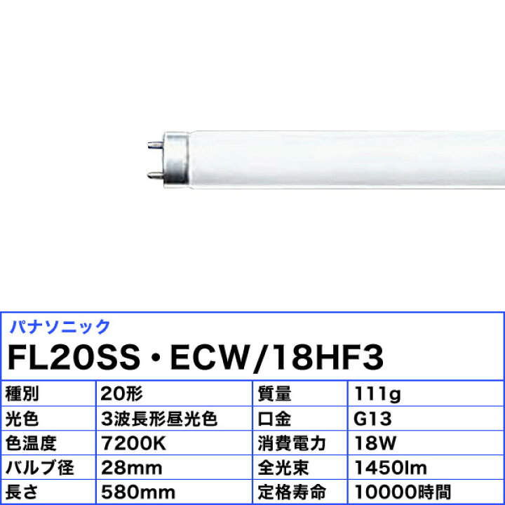 楽天市場】パナソニック FL20SS・ECW/18HF3 パルックプレミア 20形 