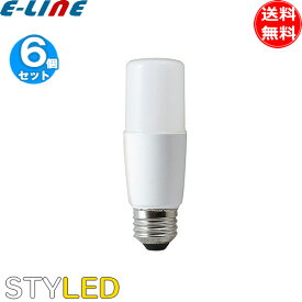 ［6個セット］T形電球 LED 長寿命 配光角220度／STYLED スタイルド HDT60L1 E26 60W 電球色 密閉形器具対応 断熱材施工器具対応「送料無料」