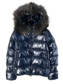 DUVETICAデュベティカ ADHARA フォックスファードッキングWジップフーディダウンジャケット 未使用 42 ネイビー