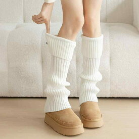 レッグカバー レディース Y2K サブカル レッグウォーマー フレアソックス 保温 暖かい 美脚 細見え シェイプアップ ずれにくい 脱げにくい ミドル丈 ホワイト ピンク ブラック