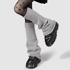 レッグカバー レディース ソックス 靴下 春秋 ニット フレア Y2K ファッション レッグウォーマー JK コスプレ グレー ホワイト