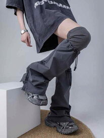 レッグカバー レッグウォーマー レディース ニット 機能的 Y2K ファッション 春夏 ブラック グレー グリーン