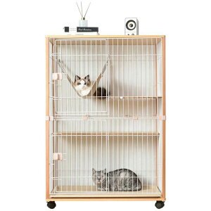 猫 ケージ キャットケージ 木製フレーム ハンモック付 広々 2段 猫 キャスター付 猫ゲージ おしゃれ キャットハウス ネコ ハウス 多段 留守番 保護 脱走防止 多頭飼い キャットハウス ペット