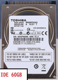 【中古】 2.5インチ IDE HDD TOSHIBA MK6025GAS 60GB 内蔵ハードディスク