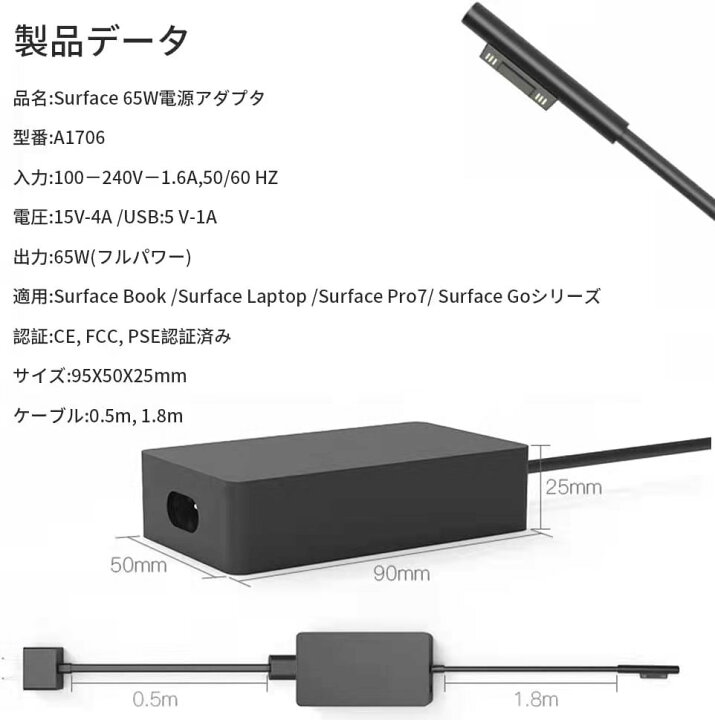 楽天市場】【送料無料】Surface Pro 充電器サーフェス 電源アダプタ