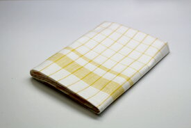日本製　麻混グラスタオル　黄格子　綿50％　麻50％　40×70　10枚