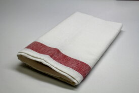 日本製　麻混グラスタオル　赤ボーダー　綿50％　麻50％　40×70　10枚