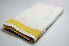 日本製　麻混グラスタオル　黄ボーダー　綿50％　麻50％　40×70　10枚