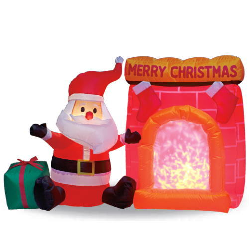 エアーディスコライトディスプレイ サンタと暖炉 ★クリスマス イルミネーション