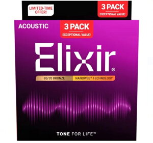 �yESP���c�X�z�y���ʌ���zElixir NANOWEB�R�[�e�B���O �A�R�[�X�e�B�b�N 80/20�u�����Y 3�Z�b�g�p�b�N[�A�R�[�X�e�B�b�N�M�^�[���Aguitarstring]