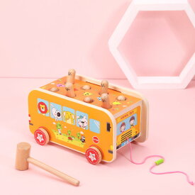 プルトイ 木製 おもちゃ 木のおもちゃ モグラたたき 知育玩具 木製玩具 バス スクールバス 男の子 女の子 3歳 4歳 5歳 誕生日 プレゼント こどもの日 子供の日 Esperanza エスペランサ t-0088-02