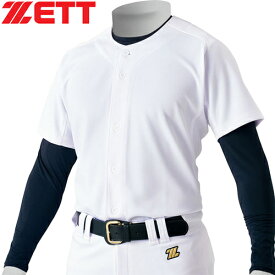 ★セールsale 36～43％OFF★ ゼット ZETT キッズ 野球ウェア ユニフォームシャツ メカパン ニットフルオープンシャツ ホワイト BU2281S 1100
