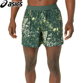 アシックス asics メンズ ランニングウェア パンツ RUNNINGグラフィックプリント5インチショーツ レインフォレスト×イエロー 2011C931 300