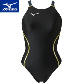 ミズノ MIZUNO レディース 競泳水着 競泳用 ミディアムカット レースオープンバック ブラック×チャコール N2MA1224 98