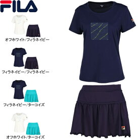 ★セールsale 25％OFF★ フィラ FILA レディース アップリケTシャツ VL2685 ＆ スコート VL2689 上下セット