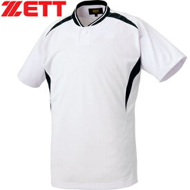 ゼット ZETT メンズ レディース 野球ウェア 練習用シャツ プルオーバー ベースボールシャツ ホワイト/ブラク BOT741 1119