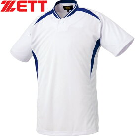 ゼット ZETT メンズ レディース 野球ウェア 練習用シャツ プルオーバー ベースボールシャツ ホワイト/Rブルー BOT741 1125