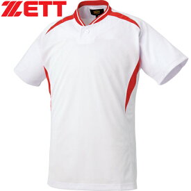 ゼット ZETT メンズ レディース 野球ウェア 練習用シャツ プルオーバー ベースボールシャツ ホワイト/レッド BOT741 1164