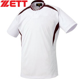 ゼット ZETT メンズ レディース 野球ウェア 練習用シャツ プルオーバー ベースボールシャツ ホワイト/エンジ BOT741 1168