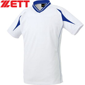 ゼット ZETT メンズ レディース 野球ウェア 練習用シャツ Vネック ベースボールシャツ ホワイト/Rブルー BOT761 1125
