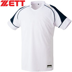 ゼット ZETT メンズ レディース 野球ウェア 練習用シャツ プロステイタス ベースボールシャツ ホワイト/ネイビー BOT811 1129