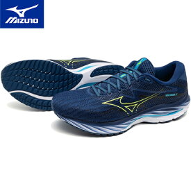 ミズノ MIZUNO メンズ ランニングシューズ ウエーブライダー27 WAVE RIDER 27 ネイビー×グリーン×ブルー J1GC2303 53