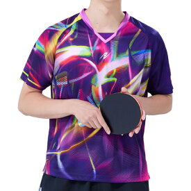 ニッタク Nittaku メンズ レディース 卓球ウェア ゲームシャツ スカイトリックシャツ パープル NW2207 50