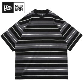 ニューエラ NEW ERA メンズ レディース 半袖Tシャツ 半袖 オーバーサイズド コットン Tシャツ Multi Border ブラック/チャコール/ホワイト 14121839 BLK