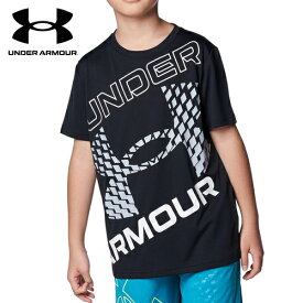 アンダーアーマー UNDER ARMOUR キッズ テック スーパービッグロゴ ショートスリーブTシャツ ブラック/ホワイト 1384684 001