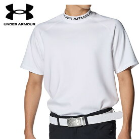 アンダーアーマー UNDER ARMOUR メンズ ゴルフウェア 半袖シャツ ワードマーク ショートスリーブ モックネック シャツ ホワイト/ブラック 1384830 100