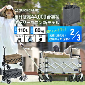 キャリーワゴン ミニ ケース付き アウトドアワゴン アウトドアキャリー キャリーカート 超コンパクト おしゃれ 収納バッグ付 ピクニック 子供 折りたたみ 台車 大容量 110L 耐荷重80kg 運動会 公園 デイキャンプ サンドベージュ グレー オフホワイト ［180日間保証］
