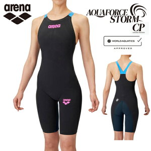 ★セールsale 10〜25%OFF★ アリーナ arena レディース 競泳水着 アクアフォースストーム CP レーシングワンピーススパッツ クローズバック ハーフレッグ ブラック×ブルー ARN-4004W BKBL