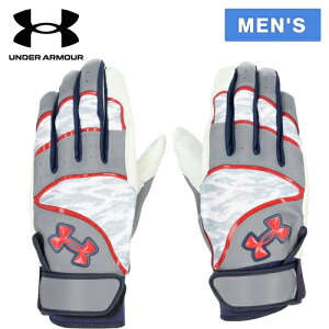 アンダーアーマー UNDER ARMOUR メンズ アンディナイアブル プロ バッティンググローブ UNDENIABLE PRO BATTING GLOVES スチール/ネイビー/レッド 6001006 035