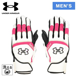 アンダーアーマー UNDER ARMOUR メンズ ヤード プロ バッティンググローブ YARD PRO BATTING GLOVES ホワイト/ピンク 6001314 101