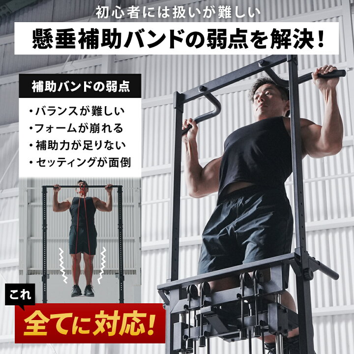 楽天市場】懸垂器具 アシスト付き チンニングスタンド 165cm〜200cm 高 