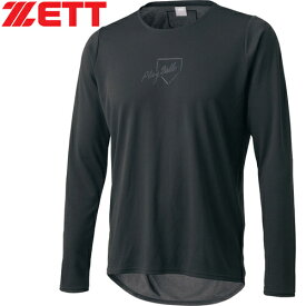 ゼット ZETT メンズ レディース クルーネック 長袖アンダーシャツ ベースボールシャツ 丸首 ブラック BO81 1900