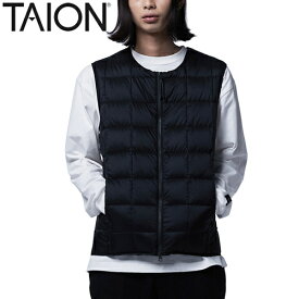 ★セールsale 30％OFF★ タイオン TAION メンズ レディース ジャケット ベーシック クルーネックWジップ ダウンベスト ブラック TAION-004WZ