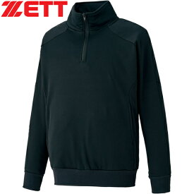 ゼット ZETT メンズ レディース HEAT-Z 裏起毛スウェットハーフジップジャケット ブラック BOS315 1900