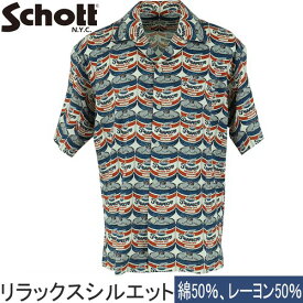 ショット SCHOTT メンズ 半袖シャツ パーフェクト モーターオイル ハワイアンシャツ PERFECTO MOTOR OIL HAWAIIAN SHIRT ホワイト 3125066 01