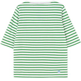 オーシバル ORCIVAL レディース Tシャツ ボートネック5分袖Tシャツ ホワイト×フォレストグリーン #OR-C0136 BFJ WHITE×FOREST-GREEN