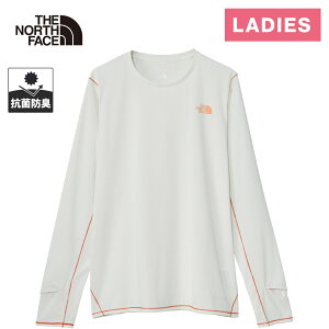 ★10%OFFクーポン 10/24〜10/30★ザ・ノース・フェイス ノースフェイス レディース ランニングウェア シャツ ロングスリーブブリーズレンジランクルー L/S BREEZERANGE Run Crew ダックグリーン バナデ