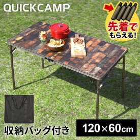 クイックキャンプ QUICKCAMP 折りたたみテーブル 120×60cm 二つ折り ヴィンテージライン QC-2FT120 VT