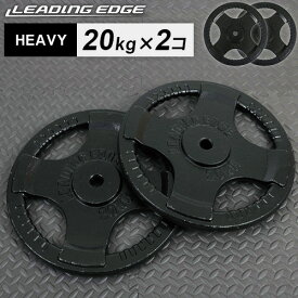 リーディングエッジ LEADING EDGE ヘビープレート 20kg 28mm径 ブラック LE-HP20 BK 計2枚セット