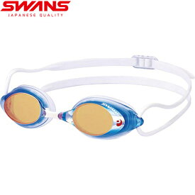 スワンズ SWANS メンズ レディース 競泳用 ミラースイミングゴーグル PREMIUM ANTI-FOG レーシングモデル ブルー×フラッシュオレンジミラー SRX-MPAF BLOR