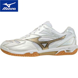 ミズノ MIZUNO メンズ レディース バドミントンシューズ ウエーブファング PRO ホワイト×ゴールド 71GA2100 50